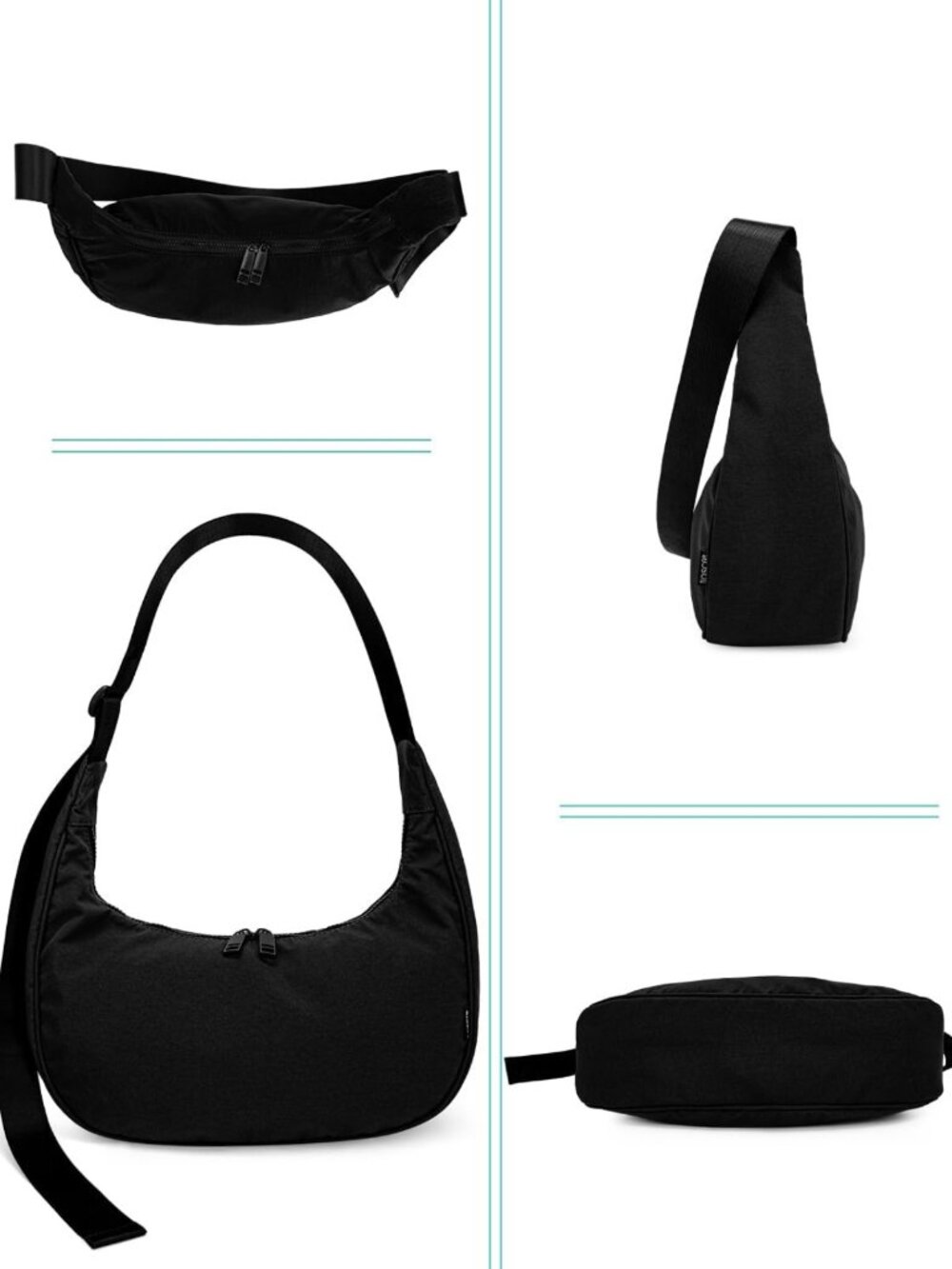 Stylish Medium Nylon Crossbody Bag for Women & Men, 2 Zippers, Adjustable Strap - Picture 3 of 7